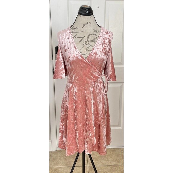 Miami Wrap Dress Small Off Shoulder Velvet Romantic Y2K 90s Festival Party - Picture 5 of 15